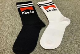 Rhude Socks Men Women Casual High Quality Cotton Rhude Crew Sock Black White Color2741641