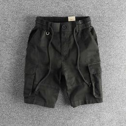 Men's Shorts Natural washing worn-out woven cotton goods casual shorts mens comfortable drag elastic waist summer trend quarter pants J240522