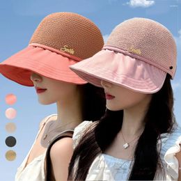 Wide Brim Hats Women's Large Sunscreen Hat Outdoor Travel Beach Elegant Female Fisherman Foldable Baseball Cap Panama Caps