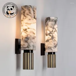 Wall Lamps Vintage Luxury Natural Marble Living Room Bedside Bedroom Decoration LED Light Fixtures Modern Sconce Home-appliance