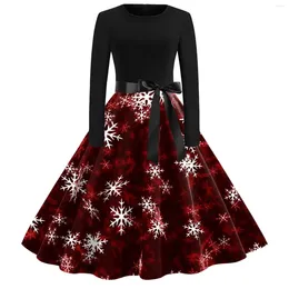 Casual Dresses Vintage Christmas Dress Women Xmas Costumes Winter Print Up Rockabilly Sexy Cosplay Party Prom Vestido