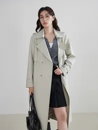 Women's Trench Coats DUSHU British Style Classic Sense Casual Windbreaker For Women Spring Arrival Cool Feeling Simple Long Coat Female