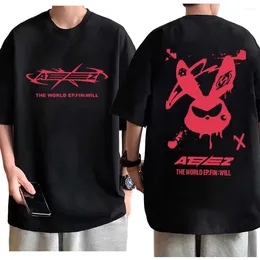 Women's T Shirts KPOP ATEEZ Summer Short Sleeve The World Ep Fin Will Tour Graphic T-shirt Vintage Printing WooYoung Men Women