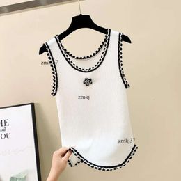 Chanells Anagram Embroidered Women Tanks Camis Cotton-Blend Tank Tops Two C Letters Designer Skirts Yoga Suit CHANNEL Dress Bra Vest Ladies Solid Vintage T Shirt 782