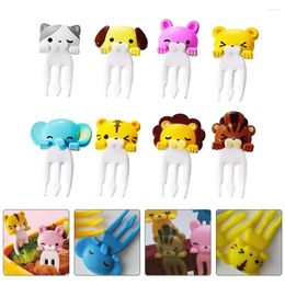 Dinnerware Sets 8 Pcs Fruit Fork Plastic Picks Mini Fruits Bento Forks Fruitful Decorate Inserts Cartoon Animals Toothpick Dessert