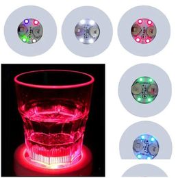 Party Favour Glow In The Dark Led Cup Sticker Pad Mat Illuminate Bottle Light Coaster For Holiday Nightclub Bar Home Drop Delivery Ga Dhxpy