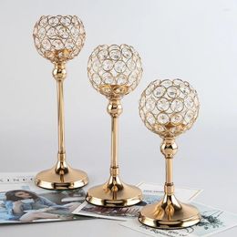 Candle Holders European-style Crystal Candlestick Wedding Decoration El Cafe Romantic Candlelight Dinner Golden Table Props