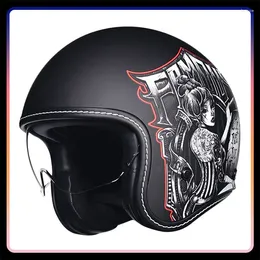 Motorcycle Helmets Men Open Face Helmet HD Visor DOT Approved Jet Japanese 3/4 Half Helm Scooter Cruiser Pilot Adult