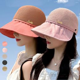 Wide Brim Hats Women Mesh Bucket Hat UV Protection Fisherman Baseball Cap Grass Woven Sunscreen Sun Breathable