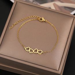 Stainless Steel Bracelets Classic Sweet Hollow Heart Fashion Chain Charm Bracelet For Women Jewelry Party Friends Gifts 240520