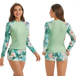 Women's Swimwear Swimsuit Long Sleeves Female Sports Surfing Tankini Set Beachwear Two-Piece Bathing Suits Shorts Women Swimming Suit