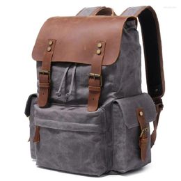 Backpack Top Luxury Canvas Leather Unisex Backpacks Large Capacity Waterproof Vintage Daypacks Retro School Bags For Teenager Mochia