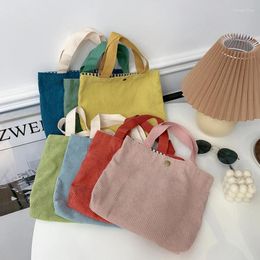 Shopping Bags Corduroy Women Handbag Lunch Bag Solid Colour Soft Cloth Eco Reusable Casual Foldable Lightweight Tote Purse
