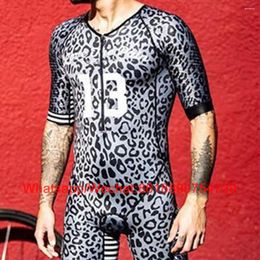 Women's Swimwear One-piece Swimsuit Leopard Print Men Triathlon Summer Sun Protection Skinsuit Uniforme Trisuit Running Wear Clothing