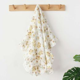 Muslin Newborn Baby Swaddle Wrap 2 Layers Cotton Ruffle Receiving Blanket Crib Quilt Sleeping Bed Cover Bath Towel