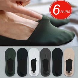Men's Socks 6 Pairs/Pack Invisible Men Ice Silk Ultra Thin Boat Breathable Odor Resistant Cotton Bottom Do Not Drop Heel