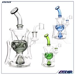 9 Inch DAB Rig Oil burner pipe Glass Recycler bong Glass smoking water pipe With 14mm Quartz Banger