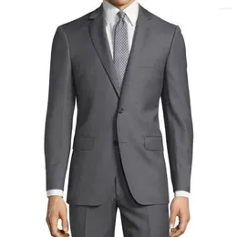 Men's Suits Grey Men Suit Two-pieces(Jacket Pants) Set Slim Fitting Elegant Fashion High-quality Male Formal Clothing