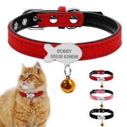 Cat Collars Leads Customized Collar Personalized Puppy Small Dogs ID Engraved Name Phone Number Free Engraving For Chihuahua XXS XS S H240522