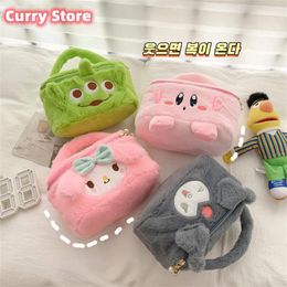 Storage Bags 2024 Ins Warm Winter Fur Makeup Bag Women Cute Cartoon Girl's Heart Cosmetic Bulk Portable