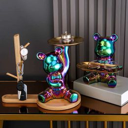 Action Toy Figures Home Ornaments Violent Bear Statue Plastic Storage Living Room TV Cabinet Shelves Cartoon Doll Sculpture Decorative Craft Gifts H240522