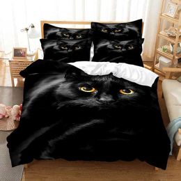 Set di biancheria da letto Black Cat Down Duvet Cover Cotone Down Duvet Cover Letto 150 Letti 160x200 Coperchio Comfort Trapunta per letto matrimoniale 220x240 Double extra largeq240521