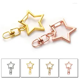 Keychains 10Pcs Star Pentagram Hollow Key Chain Rings Keychain DIY Accessories Lobster Clasp Keyring Jewelry Making Findings