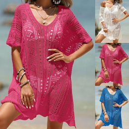 Women's Sexy Hollow Out Texture Deep V Cover Ups For Swimwear Women Sheer Bathing Suit Up Lace