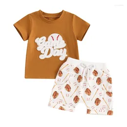 Clothing Sets Toddler Baby Boys Shorts Set Short Sleeve Embroidery Letters T-shirt With Baseball Print Summer Outfit