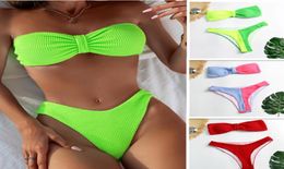 2022 Sexy Women High Waist Bikini Swimsuit Swimwear Female Bandeau Thong Brazilian Bikini Set Bathing Suit Bather5125014
