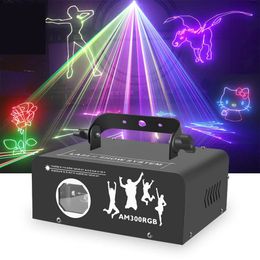 300mW RGB DJ Disco Animation Beam Scanner DMX Stage Laser Light Projector Bar Club Party Dance Wedding Birthday Xmas Lamp