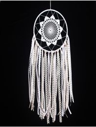 White Handmade Macrame Dream Catcher Wall Hanging Home Car Decor Ornament Hoop Feather Dreamcatcher Hanging Craft Decorative1513461