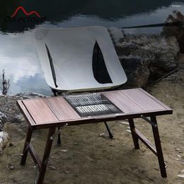 Camp Furniture Stainless Steel Folding Camping Table Grill Outdoor Portable Wood Ultralight IGT Bbq Nature Hike Trips Accessories