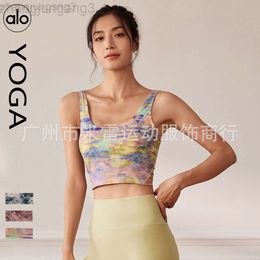 Designer Yoga Aloe Tank Top Womens Print Tie Dyed Padded Running Fitness Top Slim Fit Shockproof Yoga Bra
