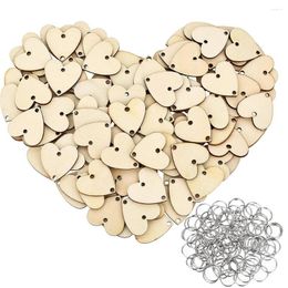 Party Decoration Wooden Discs Wood Tags Round Heart With 2 Holes And 50 Iron Loops DIY Crafts For Birthday Calendars Hanging Ornament