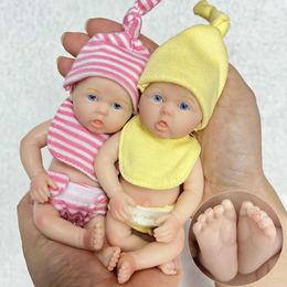 Dolls 16cm Mini Silicone Baby Reborn Girl and Boy 3D Drawing Visible Veins Soft Touch Realistic Regenerated Doll S2452201 S2452201 S2452201