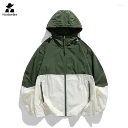 Men's Jackets Gorpcore Hooded Windbreaker Men Women Lightweight Breathable UV Sunscreen Skin Coat Summer Colorblock Mountaineering Jacket