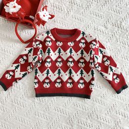 1-7 år jul snögubbe långärmad stickad tröja ny 2020 Autumn Winter Baby barnflickor Pullover tröjor L2405