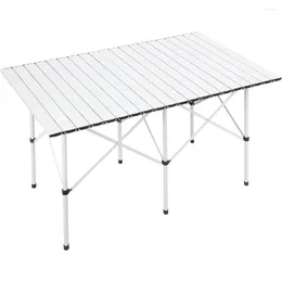 Camp Furniture Camping Table Fold Up Lightweight 4-6 Person Portable Roll Aluminum With Carry Bag For Outdoor White