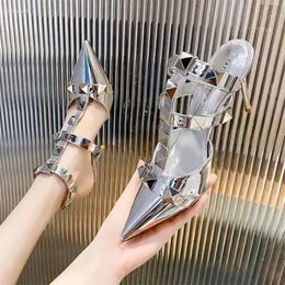 Women Heels High Sexy Party Sandals Shoes Summer Pointed Toe Dress Slippers 2024 Slides Pumps Flip Flop be6