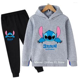 Clothing Sets Girls Stitch Hoodie Set Kids Long Sleeves Outfits 3-14 Years Children's Baby Boys Casual Tracksuit Pants