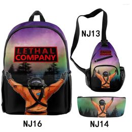Backpack Harajuku Novelty Cool Lethal Company 3D Print 3pcs/Set Pupil School Bags Travel Laptop Chest Bag Pencil Case