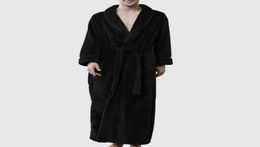 Men039s Sleepwear Winter Robes Thick Warm Lengthened Plush Shawl Bathrobe Kimono Home Male Clothes Long Sleeved Robe Coat Peign7890634