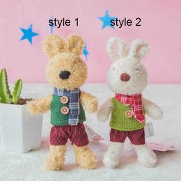 Plush Dolls 1PC 18cm Cute Rabbit Plush Toys Mini Bunny Bag Phone Pendants Stuffed Animals Dressing Rabbits Bear Keychain Doll for Girls Gift H240521 F8VV