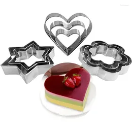Baking Moulds 3pcs Cookie Cutters Flower Heart Circle Star Mould Stainless Steel DIY Mould Biscuit Cutter Fruit Egg