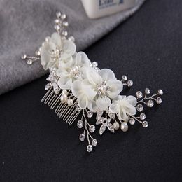 Bridal Hair Combs for Bride Pearls Crystal Bridal Hairbands Wedding Veil Dress Comb Bridal Headpieces Silk Flower Headdress Hair Access 241r