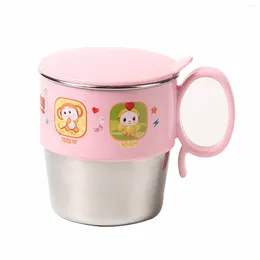 Water Bottles Cartoon Animal Durable Portable Easy Clean Anti Scalding Milk With Lid Kids Drinking Cup Child Mug Stainless Steel Home Cute