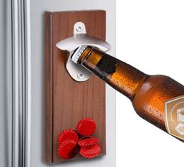 Magnet Bottle Opener Wall Mounted Rustic House Decor Can Wooden Opener Beer Magnet Kitchen Tools Bar Accessories Party Gifts Y20044755387