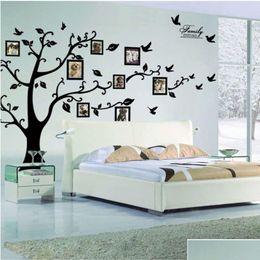 Wall Stickers 3D Sticker On The Black Art P O Frame Memory Tree Home Decor Family Decal Drop Delivery Garden Dh8Nv