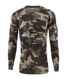 Tactical Camouflage Long Sleeve T Shirts Men Breathable Quick Dry ONeck Fitness T Shirt Multicam Camo Army Military TShirts Y1111927108